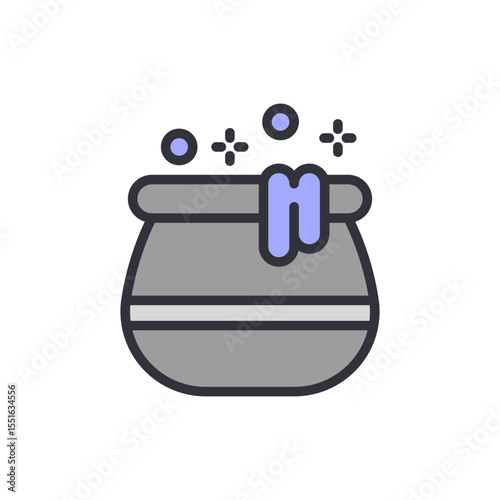 Cartoon Cauldron Bubbling With Magic Potion On Transparent Background