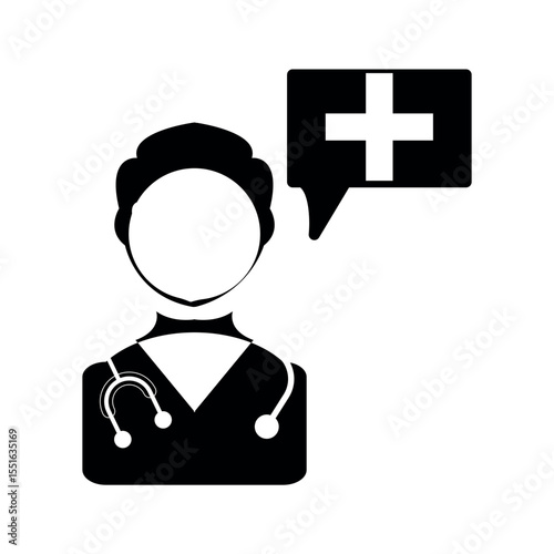 Doctor patient consultation icon.