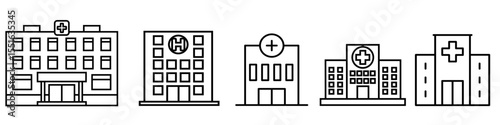 Hospital icon vector set. Ambulance illustration sign collection. Resuscitation symbol. Sanatorium web icons.