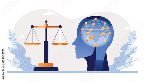 Ai Ethics Balance Overlay Head With - AI Dashboard Vector