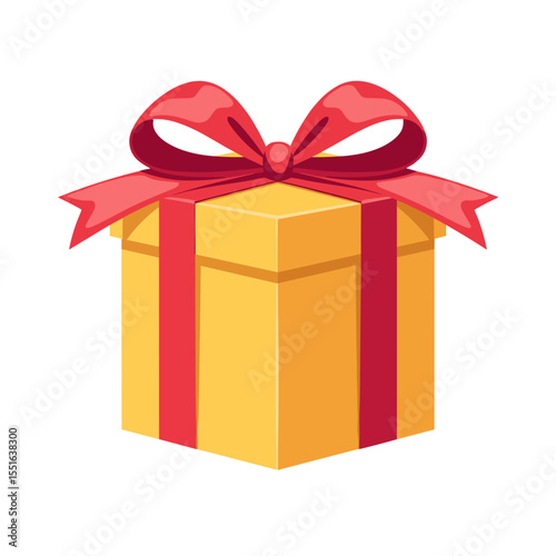Gift Box with a Red Bow in Vibrant Colors, Representing Celebration and Giving