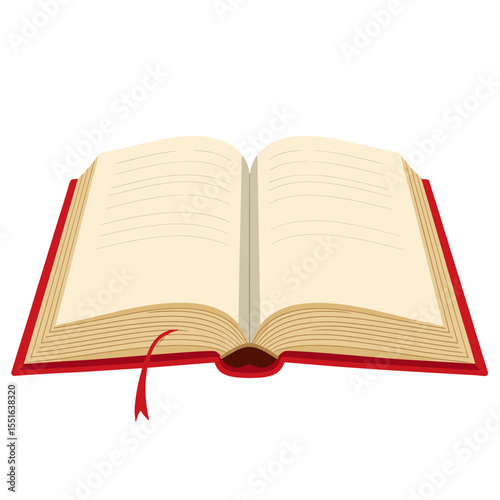 Open Book with Red Binding in Neutral Colors, Representing Knowledge and Learning