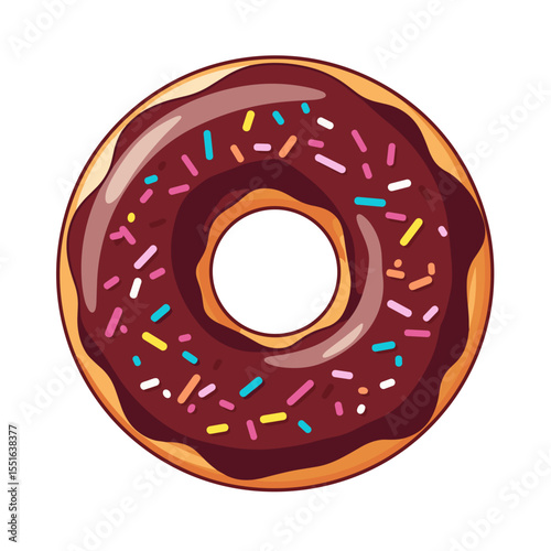 Chocolate Donut with Colorful Sprinkles in Vibrant Colors, Representing Sweet Treats and Desserts