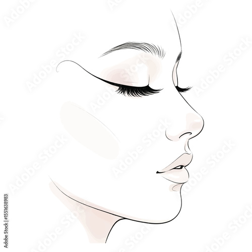 Woman face profile with closed eyes and makeup vector