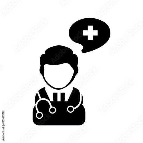 Doctor patient consultation icon.