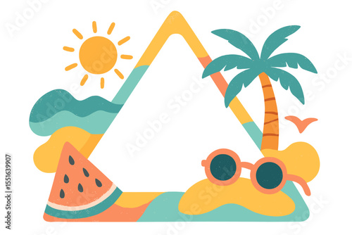 Geometric Summer Triangle Frame with Beach Elements