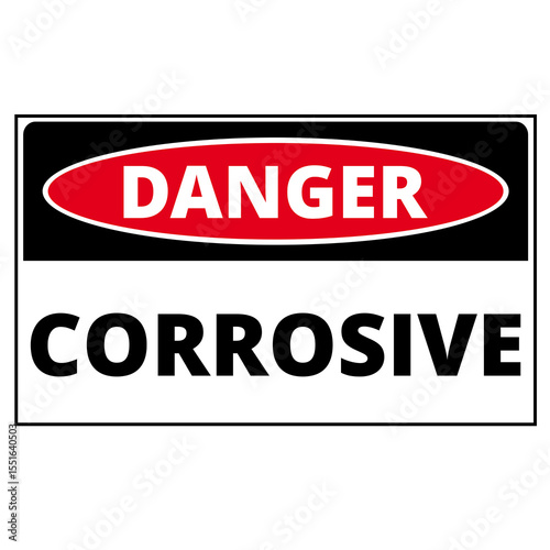Danger corrosive sign on a white background