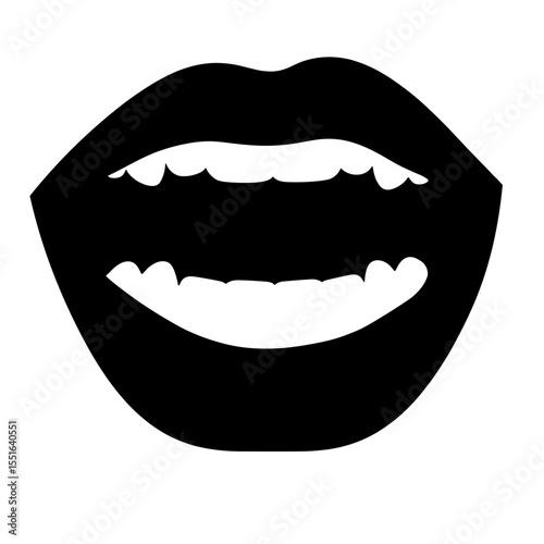 Silhouette of open mouth showing veneers and gum line, dental anatomy detail