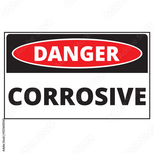 Danger corrosive sign on a white background