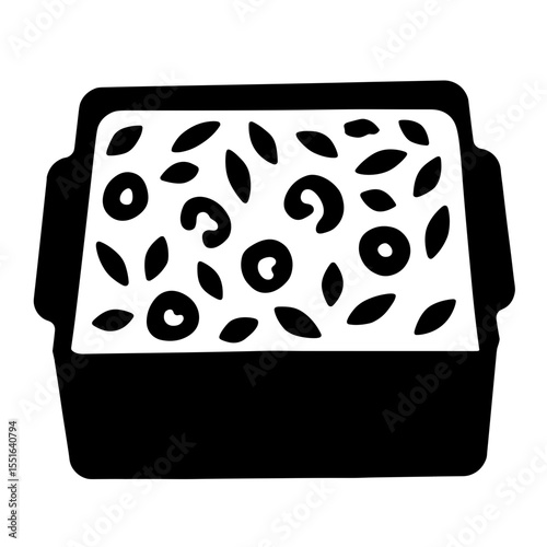Silhouette of gluten-free baked pasta dish in oven tray, comfort food tradition