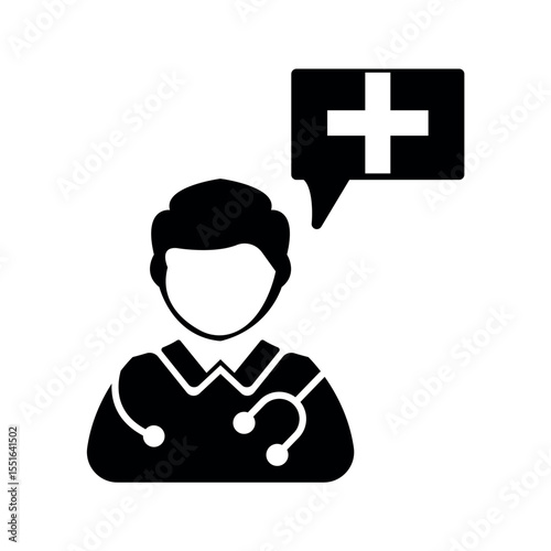 Doctor patient consultation icon.