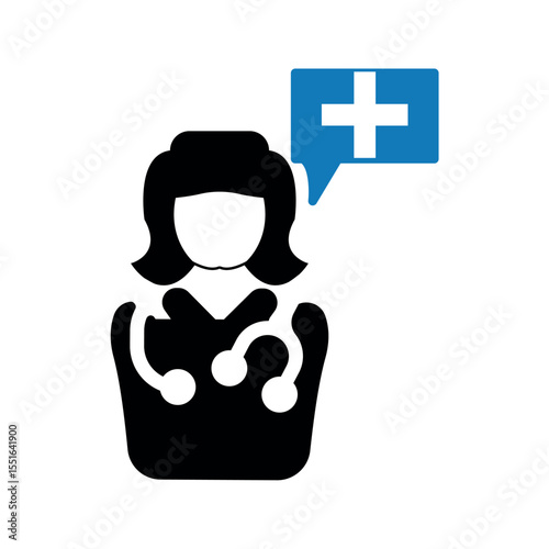 Doctor patient consultation icon.