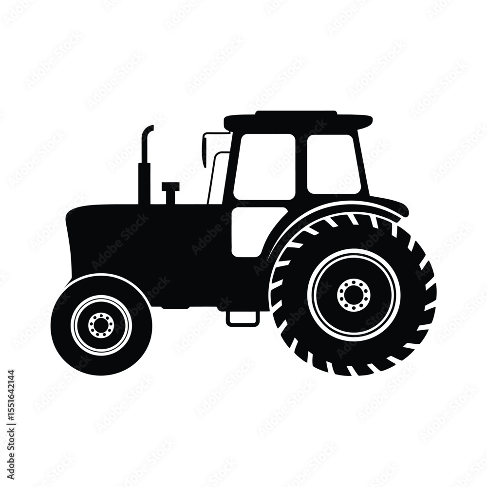 Black Silhouette of a Tractor on a White Background for Agriculture Black Silhouette of a Tractor on a White Background for Agriculture