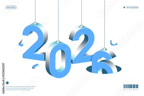 A vibrant and modern design showcasing the year 2026 in a dynamic color combinations