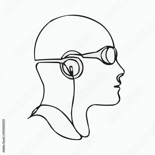 Icon of a swimmer with goggles and headphones in a minimalistic style  