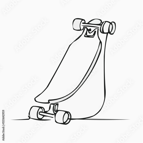 Outline of a longboard skateboard with wheels and minimal design  