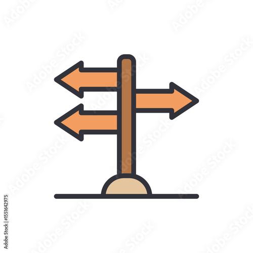Directional Signpost Depicting Diverse Choices On Transparent Canvas