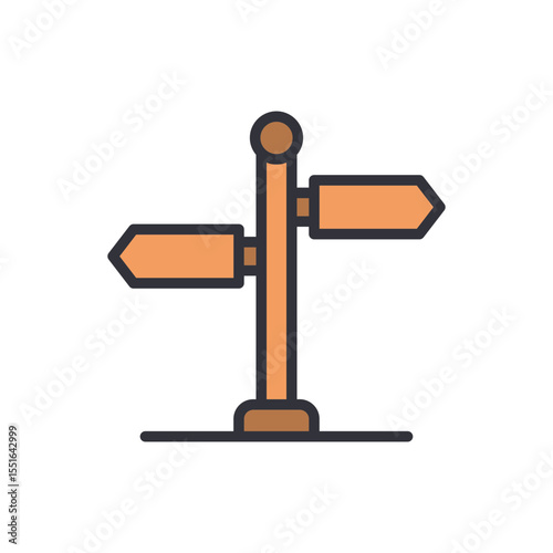 Directional Signpost Icon Representing Guidance And Navigation Options