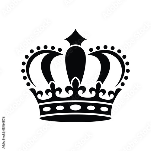 Elegant Black Crown Silhouette on White Background for Royal and Luxury Designs