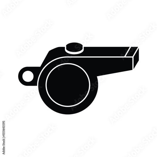 Black and White Simple Illustration of a Sports or Referee Whistle