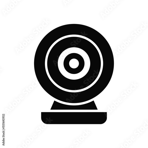 Webcam Icon Vector Illustration in Black and White Simple Style