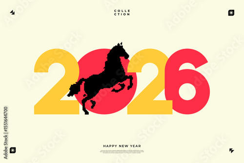 A vibrant and modern design showcasing the year 2026 in a dynamic color combinations