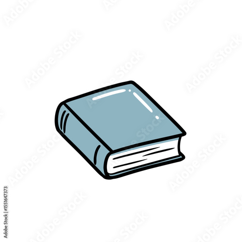 Professional Isolated Vector Illustration of a Closed Blue Hardcover Book in Simple Hand Drawn Doodle Style Representing Education Reading Knowledge and Learning Concepts