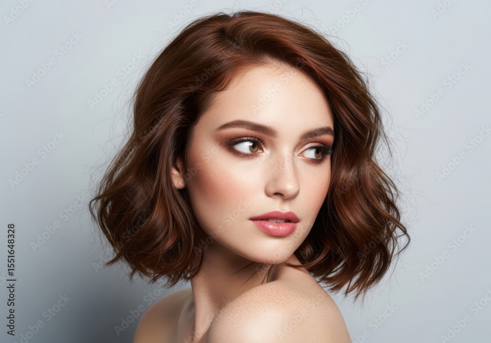 Fototapeta premium Auburn bob hairstyle woman portrait 