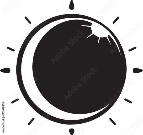 Celestial Orb With Crescent Moon And Starburst Sun Emblem