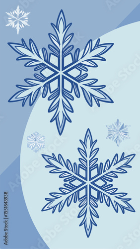 Elegant winter snowflakes illustration with blue tones for festive seasonal designs