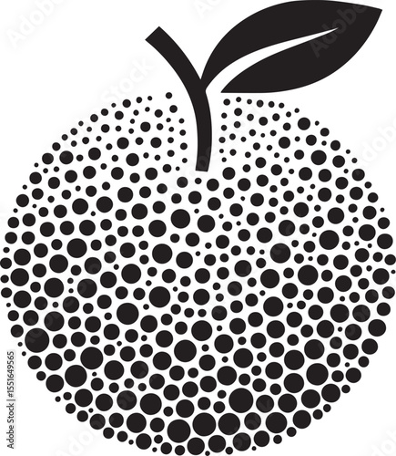 Abstract Dot Art Apple Illustration with Stem and Leaf Design