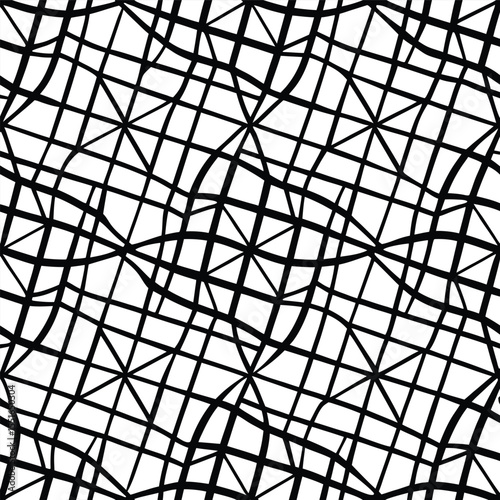 Abstract geometric pattern in black lines on a white background seamless repetition