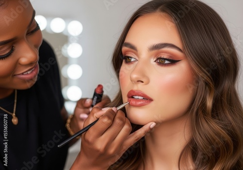 Applying lipstick makeup look tutorial 