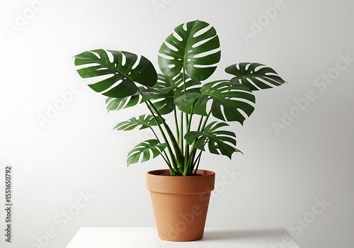 Monstera plant in a pot isolated on white background