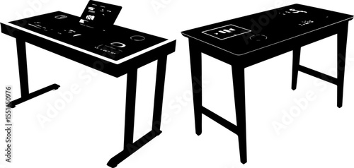 Futuristic Interactive Smart Table - Technology Silhouette