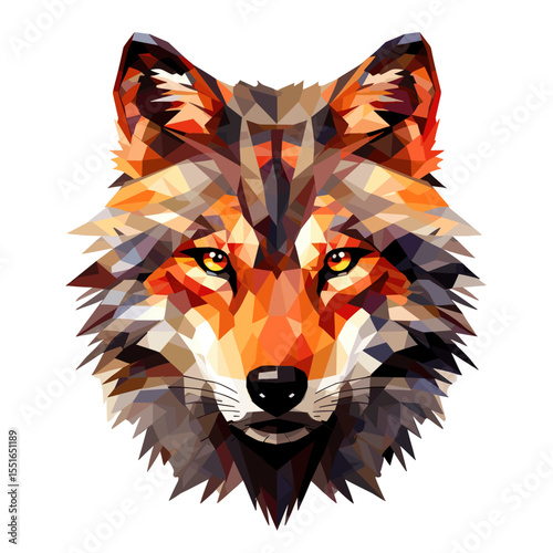 Portrait of a wolf in psychedelic vector pop art style.
