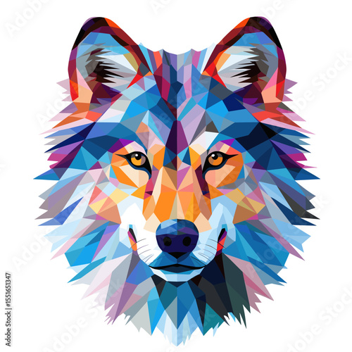 Portrait of a wolf in psychedelic vector pop art style.