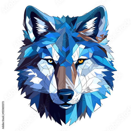 Portrait of a wolf in psychedelic vector pop art style.