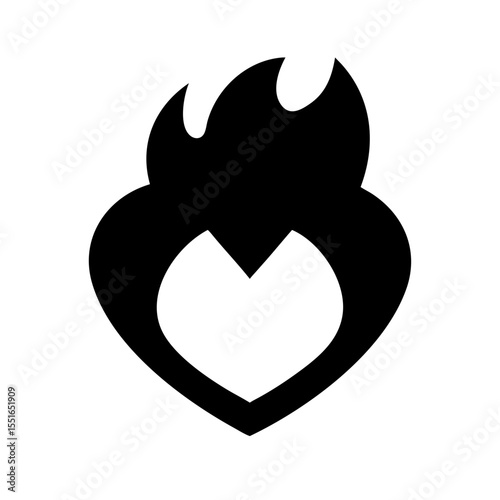 Heart with flames icon vector illustration