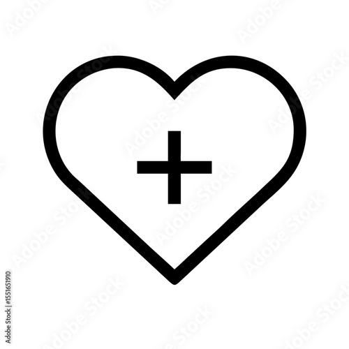 Heart with cross icon vector illustration