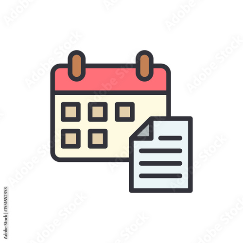 Calendar And Document Icon Representing Scheduling And Planning