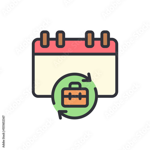 Recurring Business Appointment Reminder With Briefcase On Calendar Icon