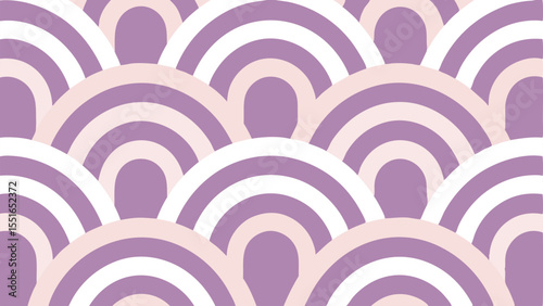 Abstract geometric pattern with arcs in soft pastel tones on a transparent background