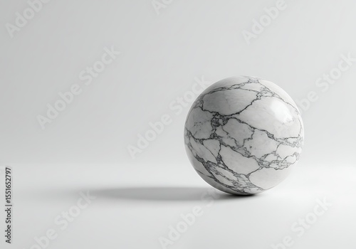A marble ball isolated on white background with copy space