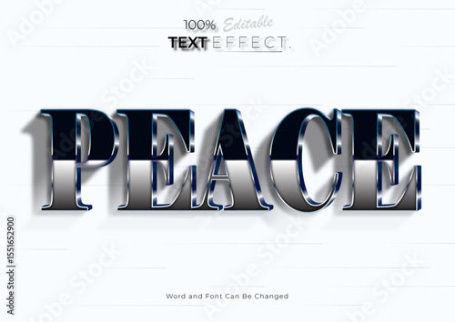 3d Peace text effect. Graphic text editable template design.
