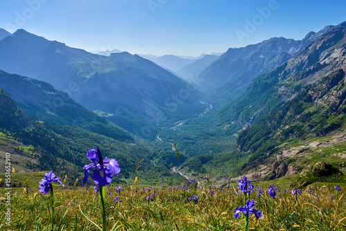 View of the Pineta Balcony in the Pineta Valley. In the Ordesa y Monte Perdido Natural Park, Pyrenees, province of Huesca, Aragon, Spain.