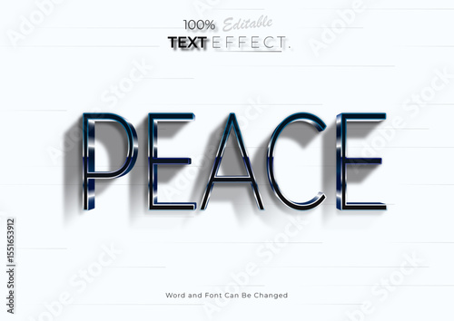 3d Peace text effect. Graphic text editable template design.