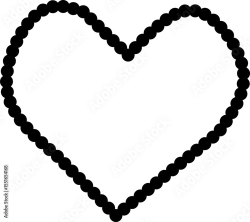 heart outlines in a row—one made of solid dots, one dashed, and one thinly lined—representing variations in love, design, or decoration styles.