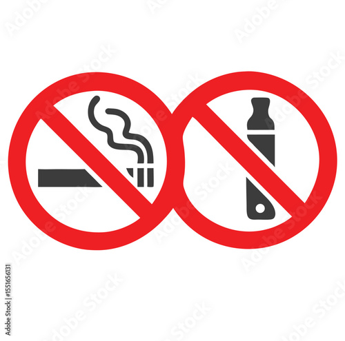 Vector art of no smoking and vaping sign isolated on white background
