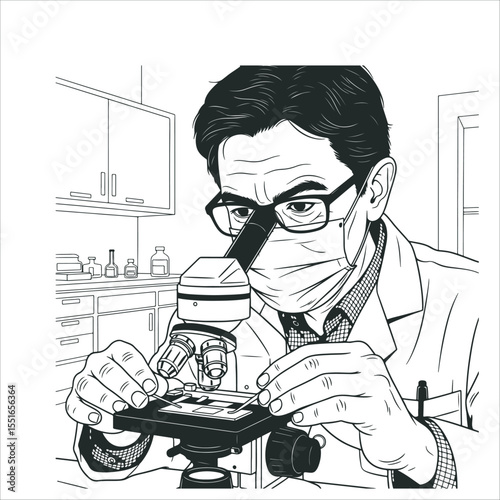 Scientist working in a laboratory using a microscope to conduct research